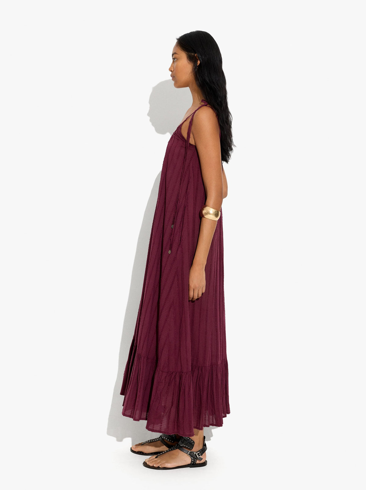 Dress With Embossed Texture Straps 100% Cotton