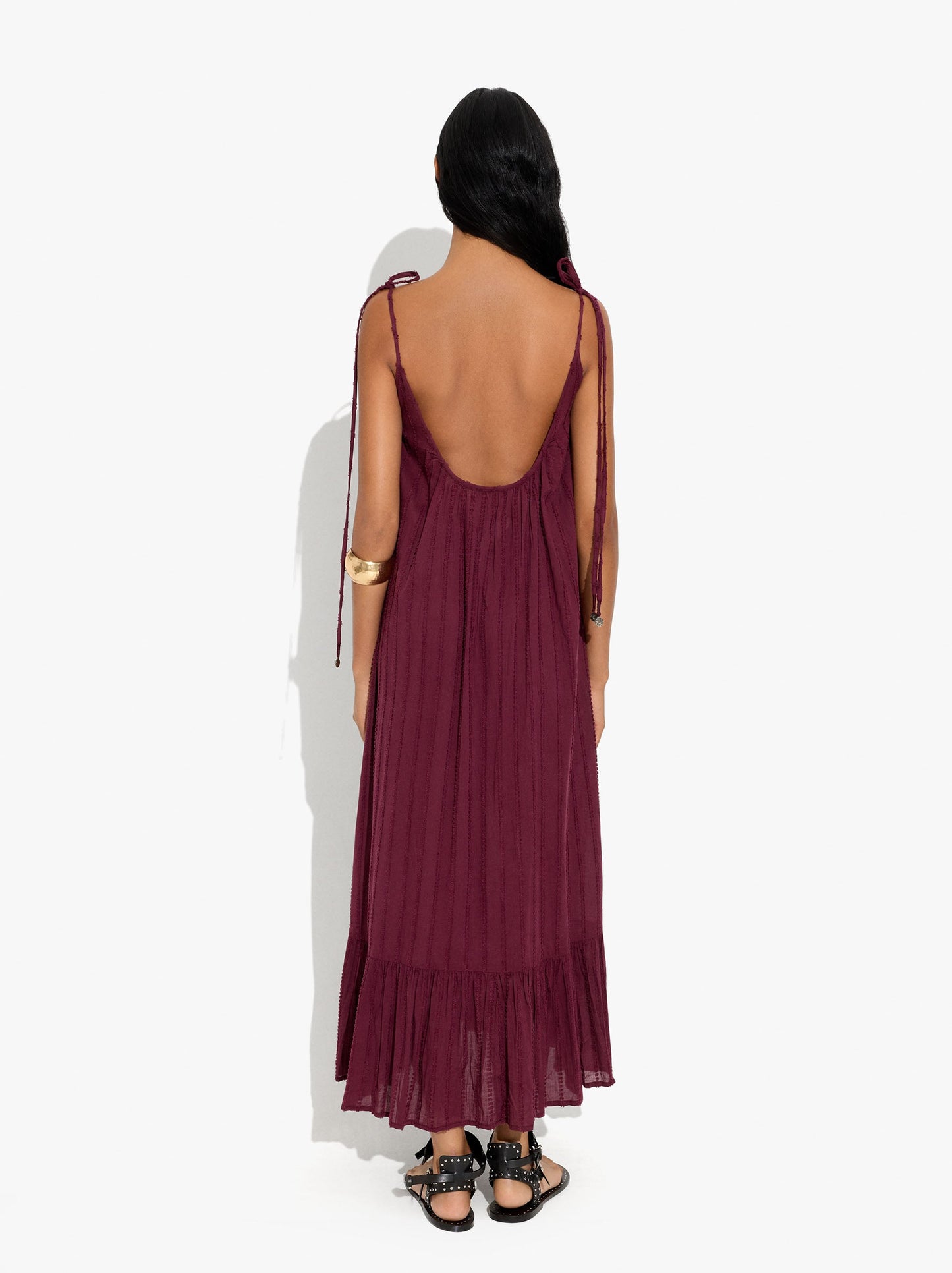 Dress With Embossed Texture Straps 100% Cotton