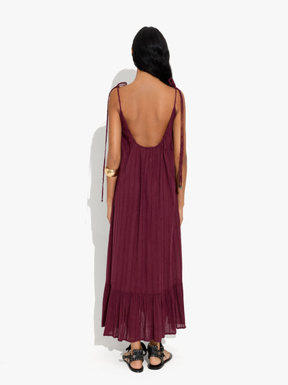 Dress With Embossed Texture Straps 100% Cotton