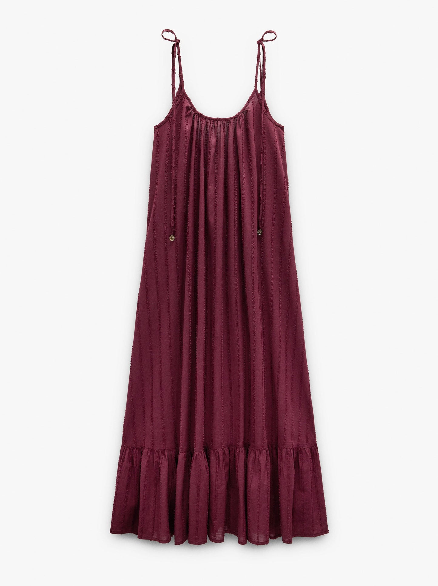 Dress With Embossed Texture Straps 100% Cotton