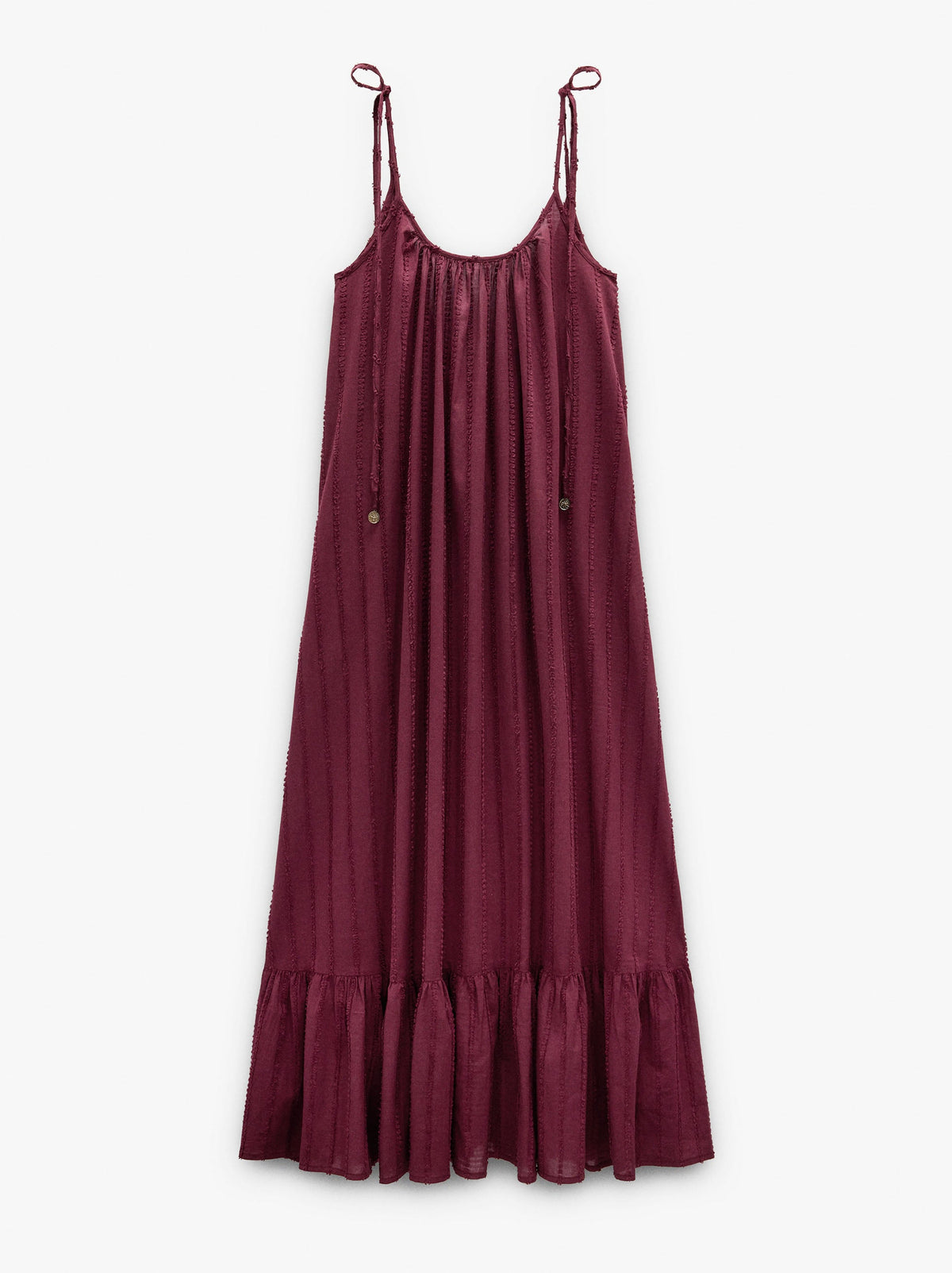 Dress With Embossed Texture Straps 100% Cotton