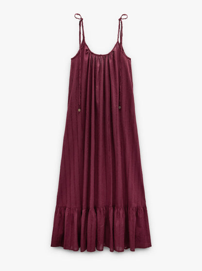 Dress With Embossed Texture Straps 100% Cotton