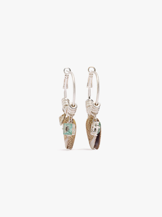 Hoop Earrings With Shells And Crystals