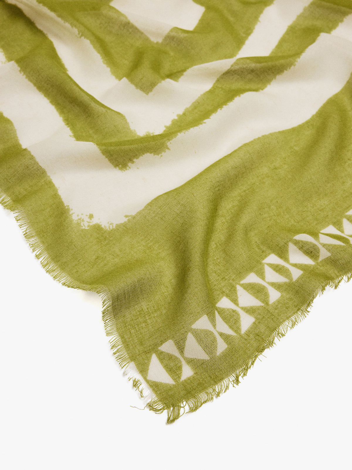 Scarf With Geometric Printed Linen Blend