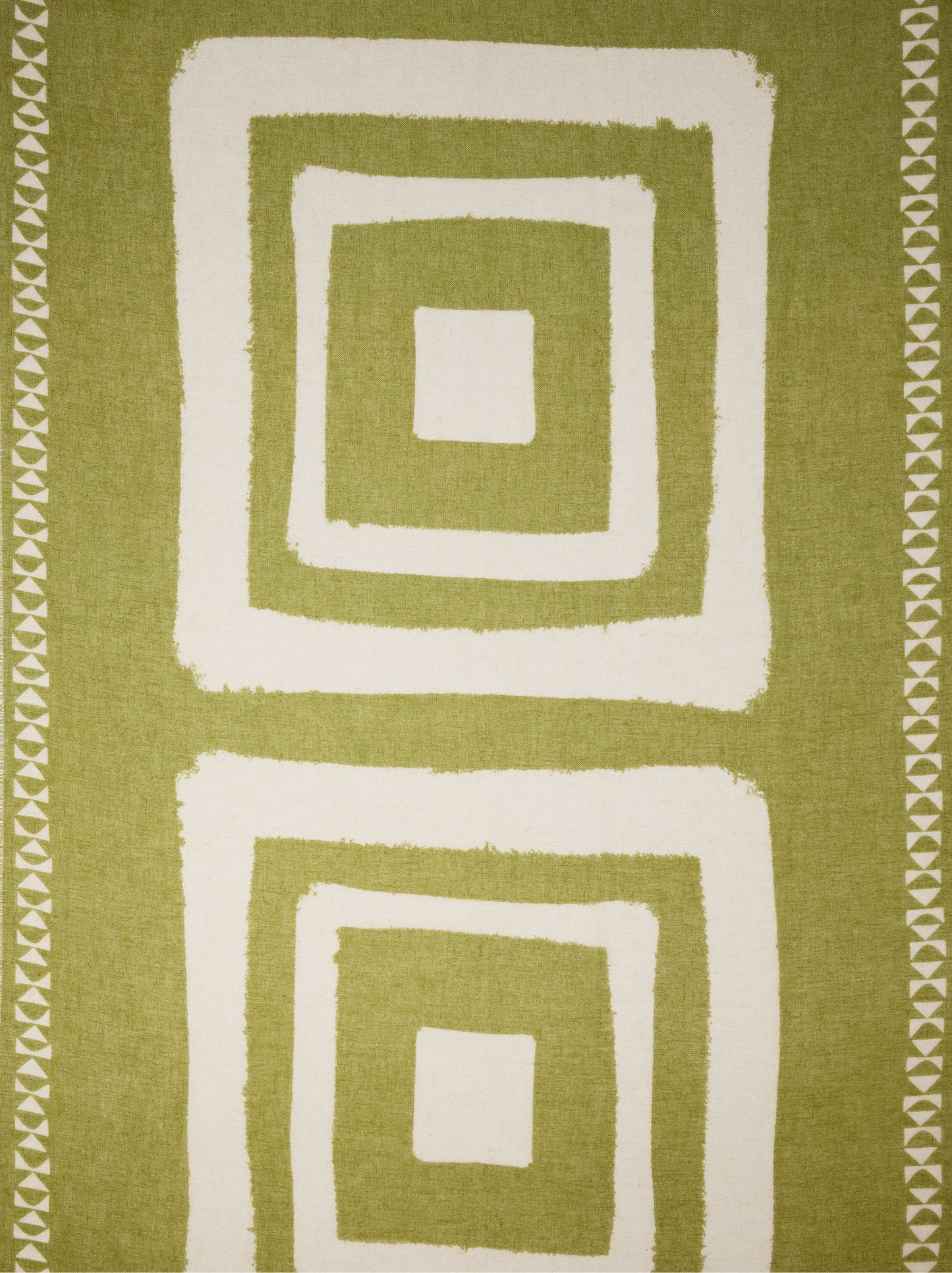 Scarf With Geometric Printed Linen Blend