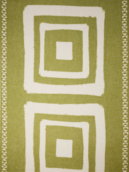 Scarf With Geometric Printed Linen Blend