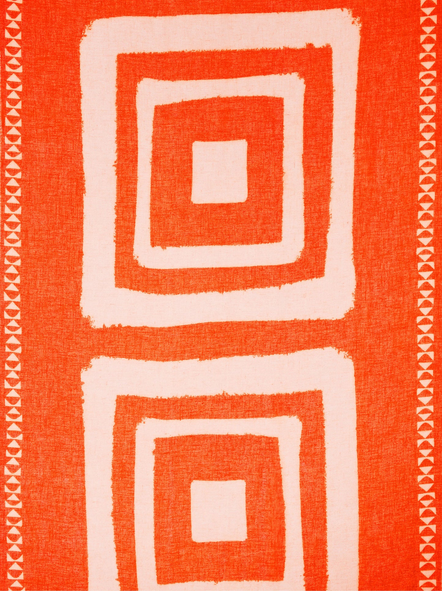 Scarf With Geometric Printed Linen Blend