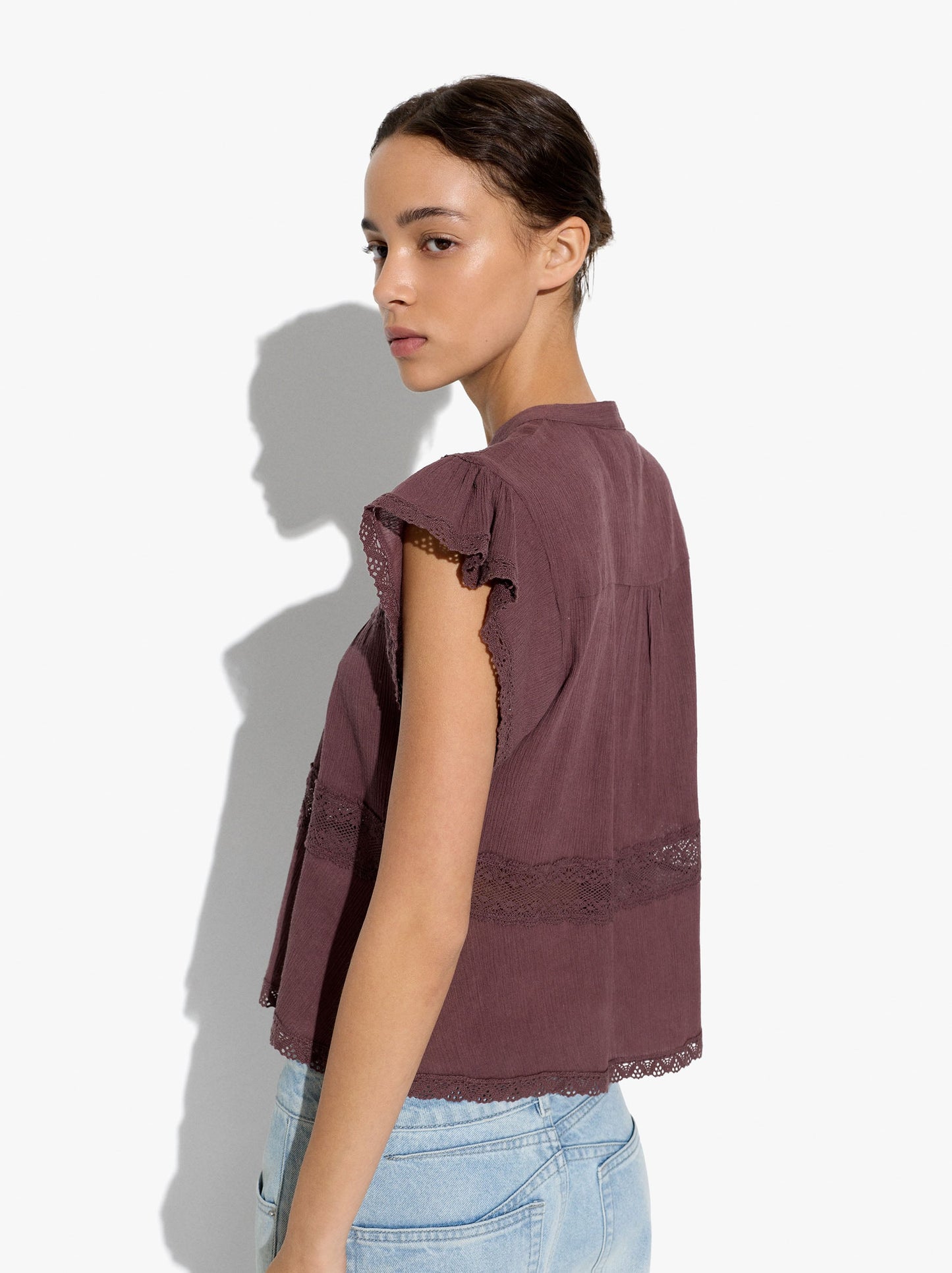 Blouse With Crochet Details 100% Cotton