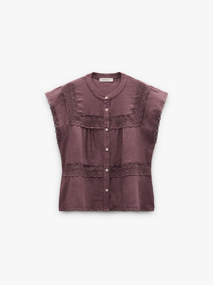 Blouse With Crochet Details 100% Cotton