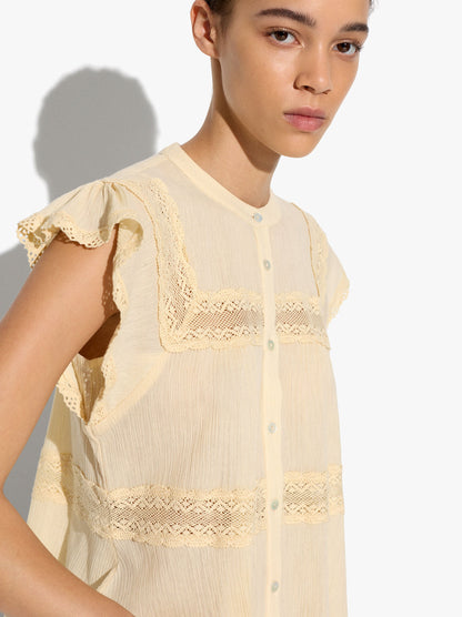 Blouse With Crochet Details 100% Cotton