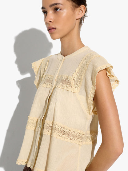Blouse With Crochet Details 100% Cotton