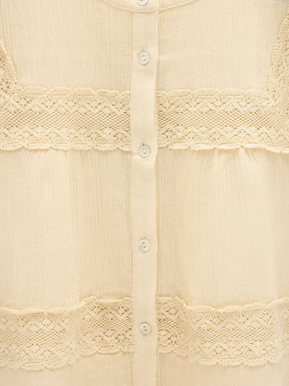 Blouse With Crochet Details 100% Cotton