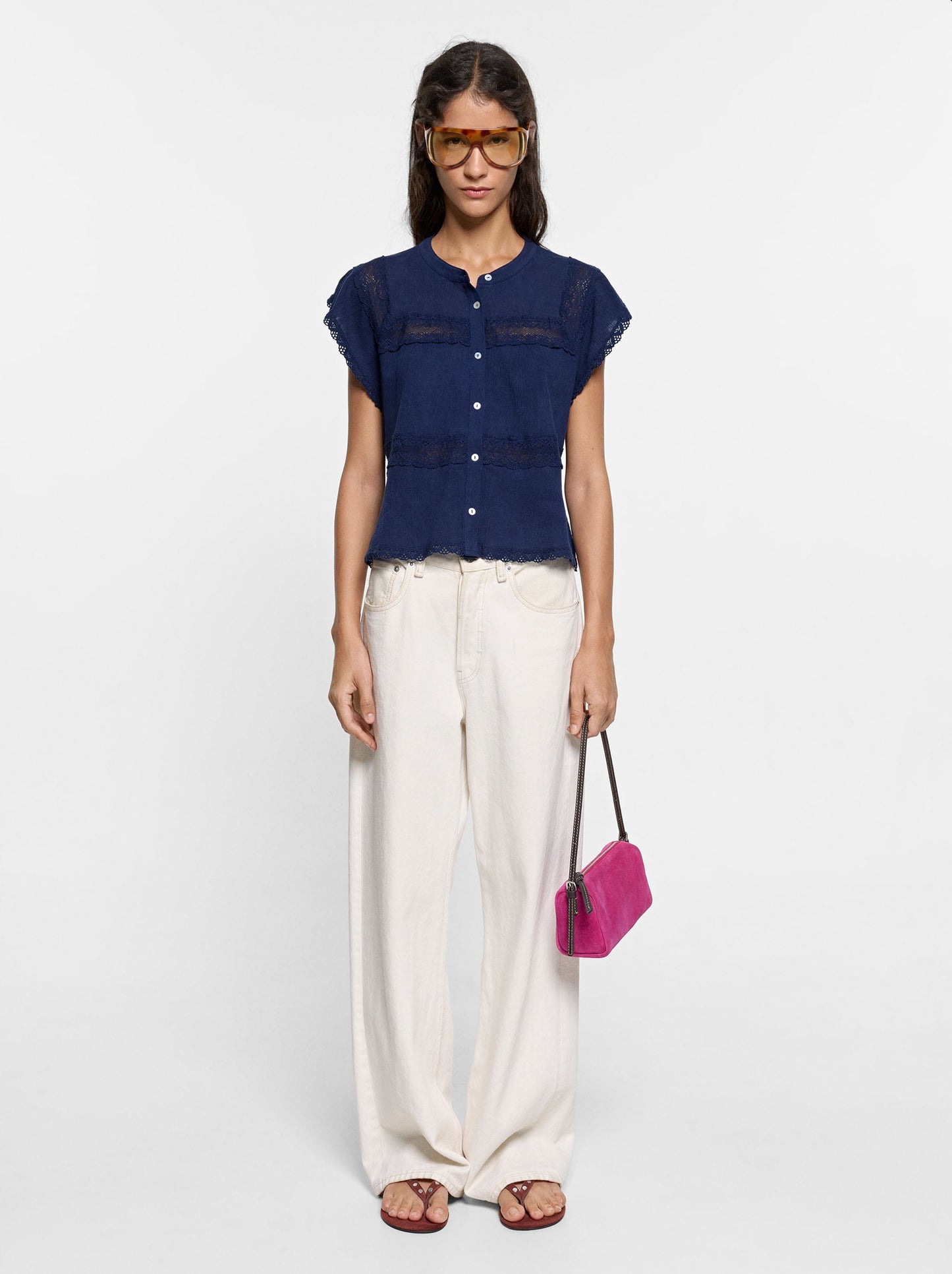 Blouse With Crochet Details 100% Cotton