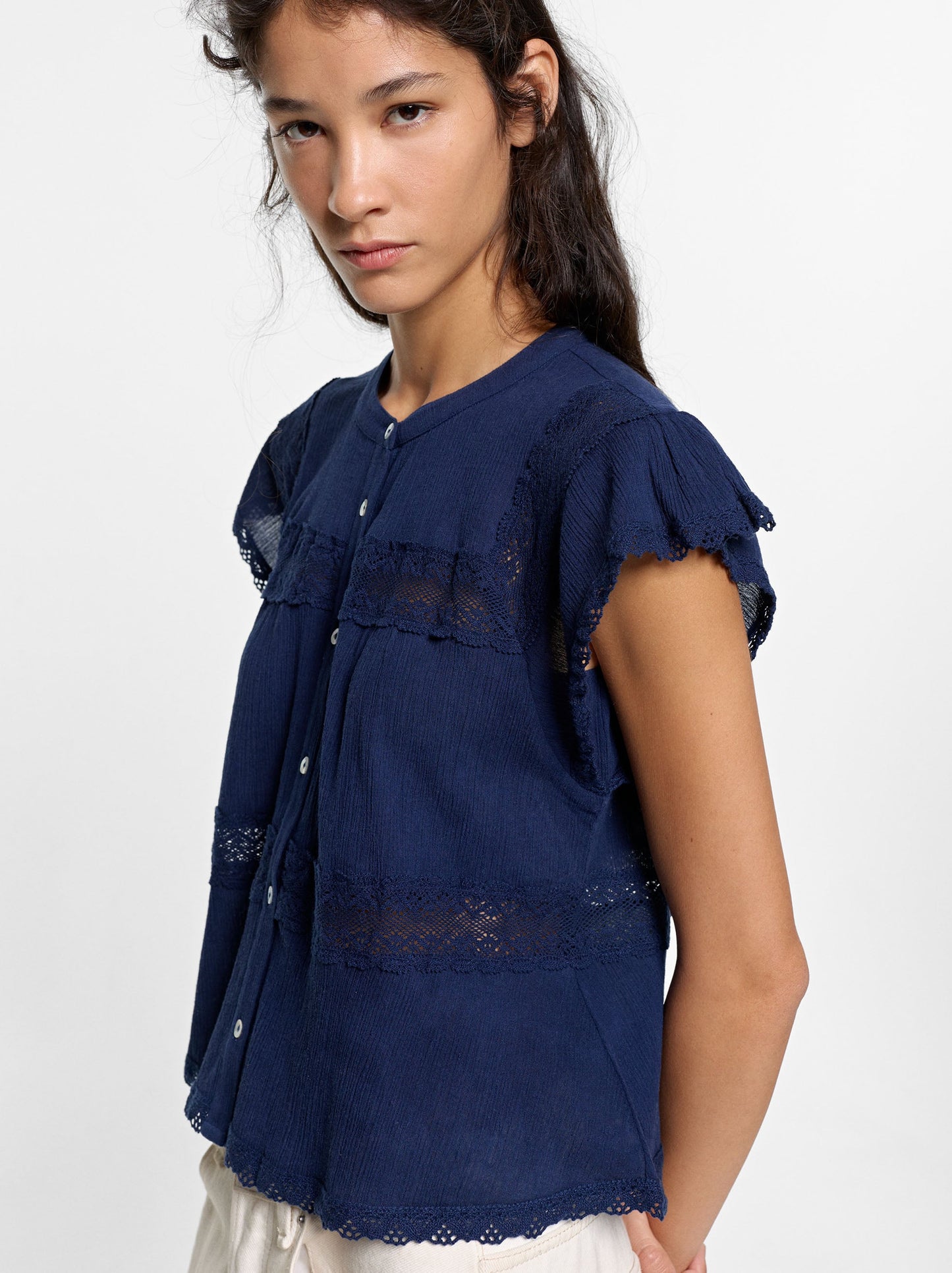 Blouse With Crochet Details 100% Cotton