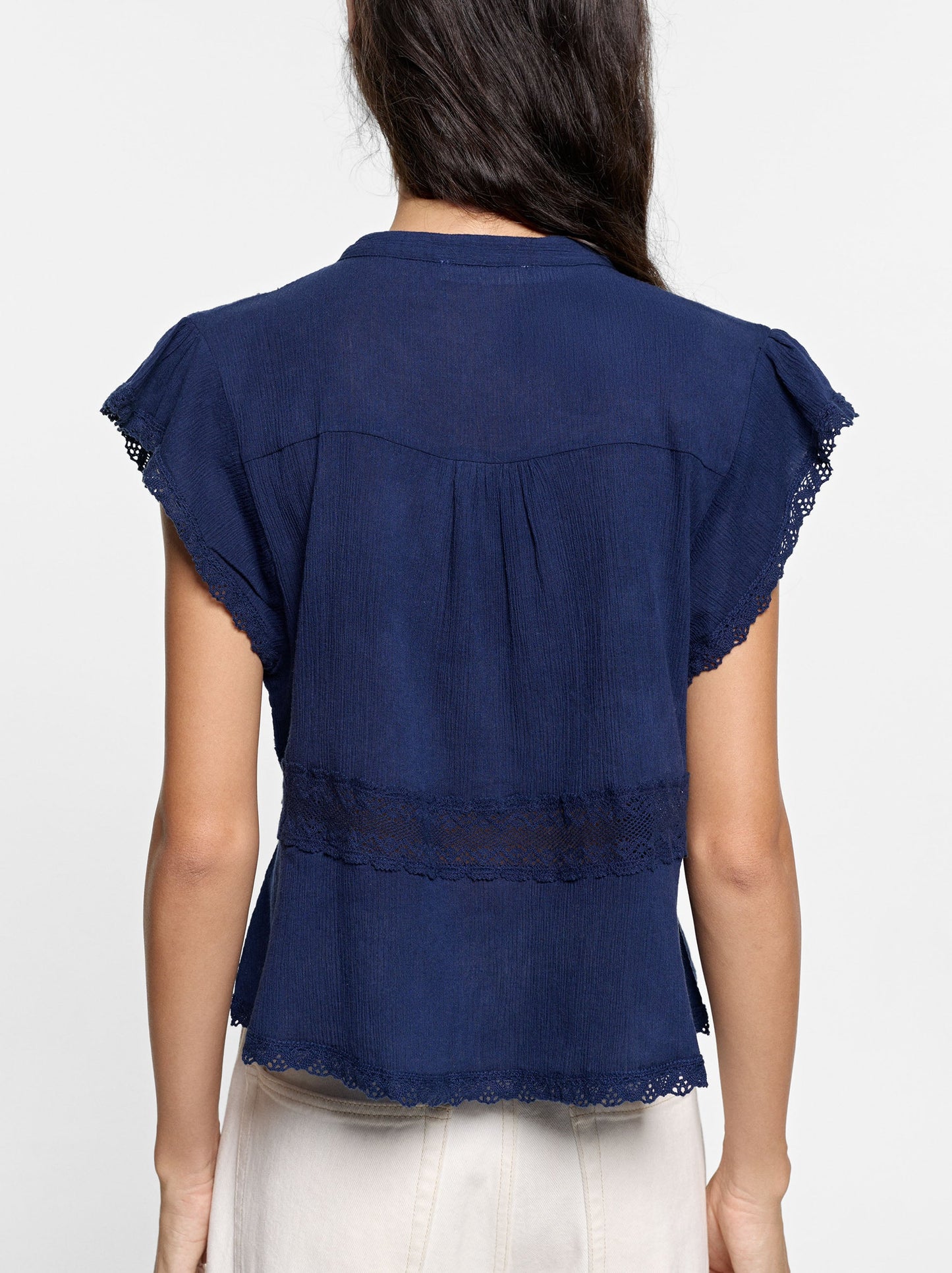 Blouse With Crochet Details 100% Cotton