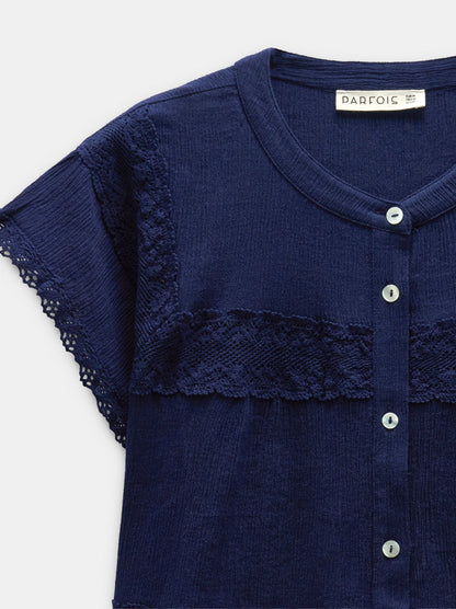 Blouse With Crochet Details 100% Cotton