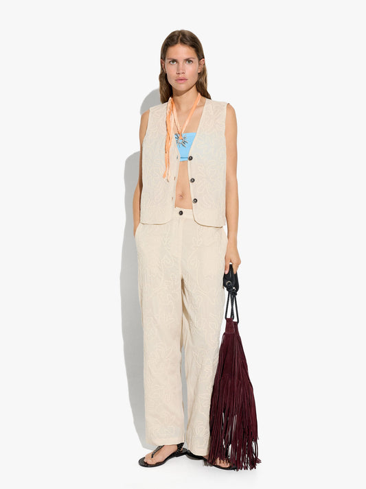 Vest With Embossed Embroidery 100% Cotton