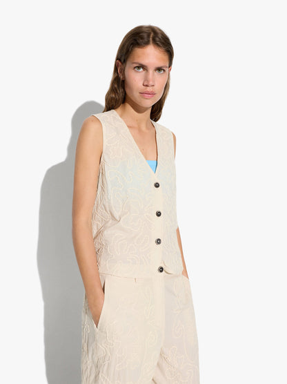 Vest With Embossed Embroidery 100% Cotton