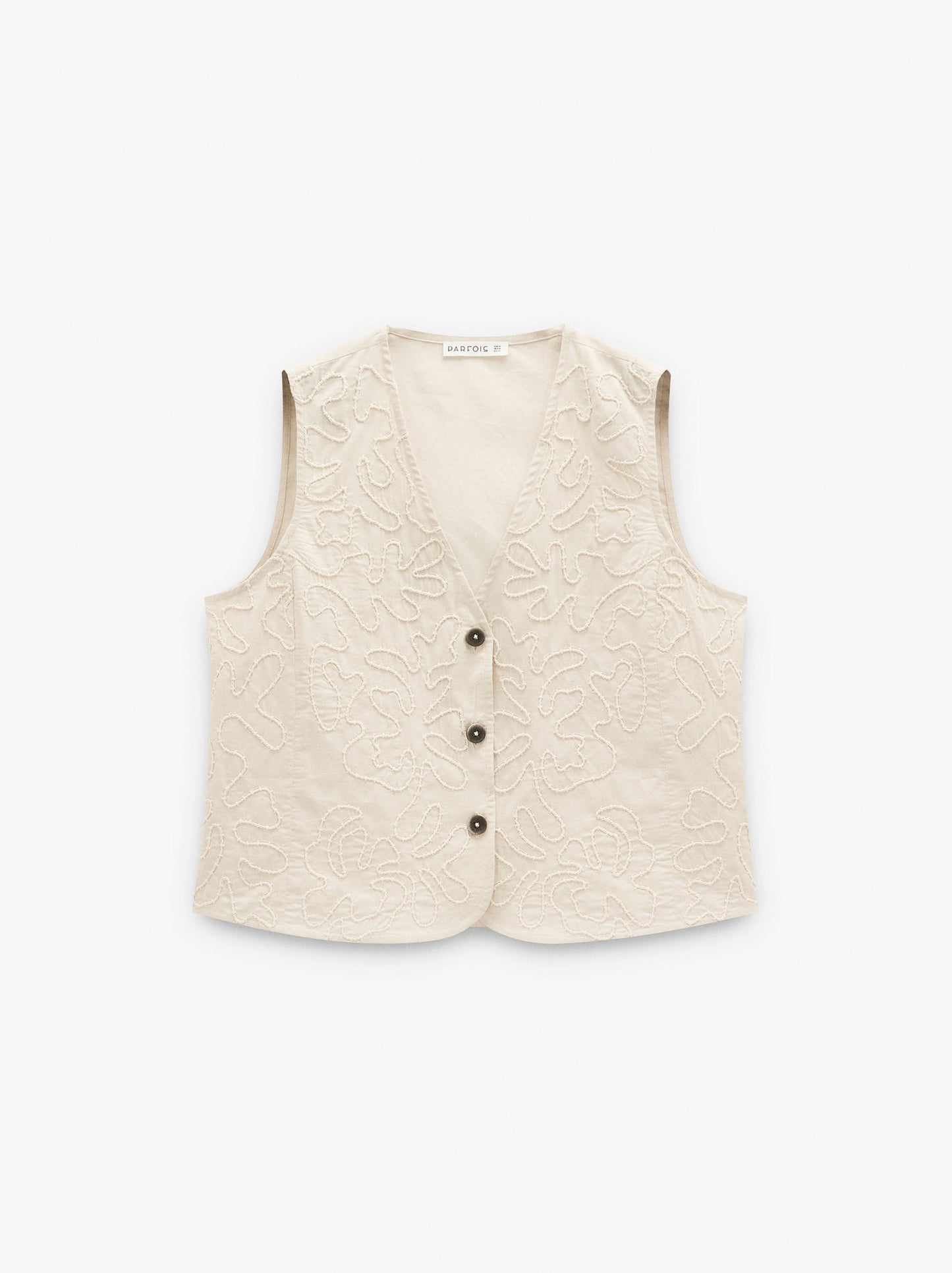 Vest With Embossed Embroidery 100% Cotton