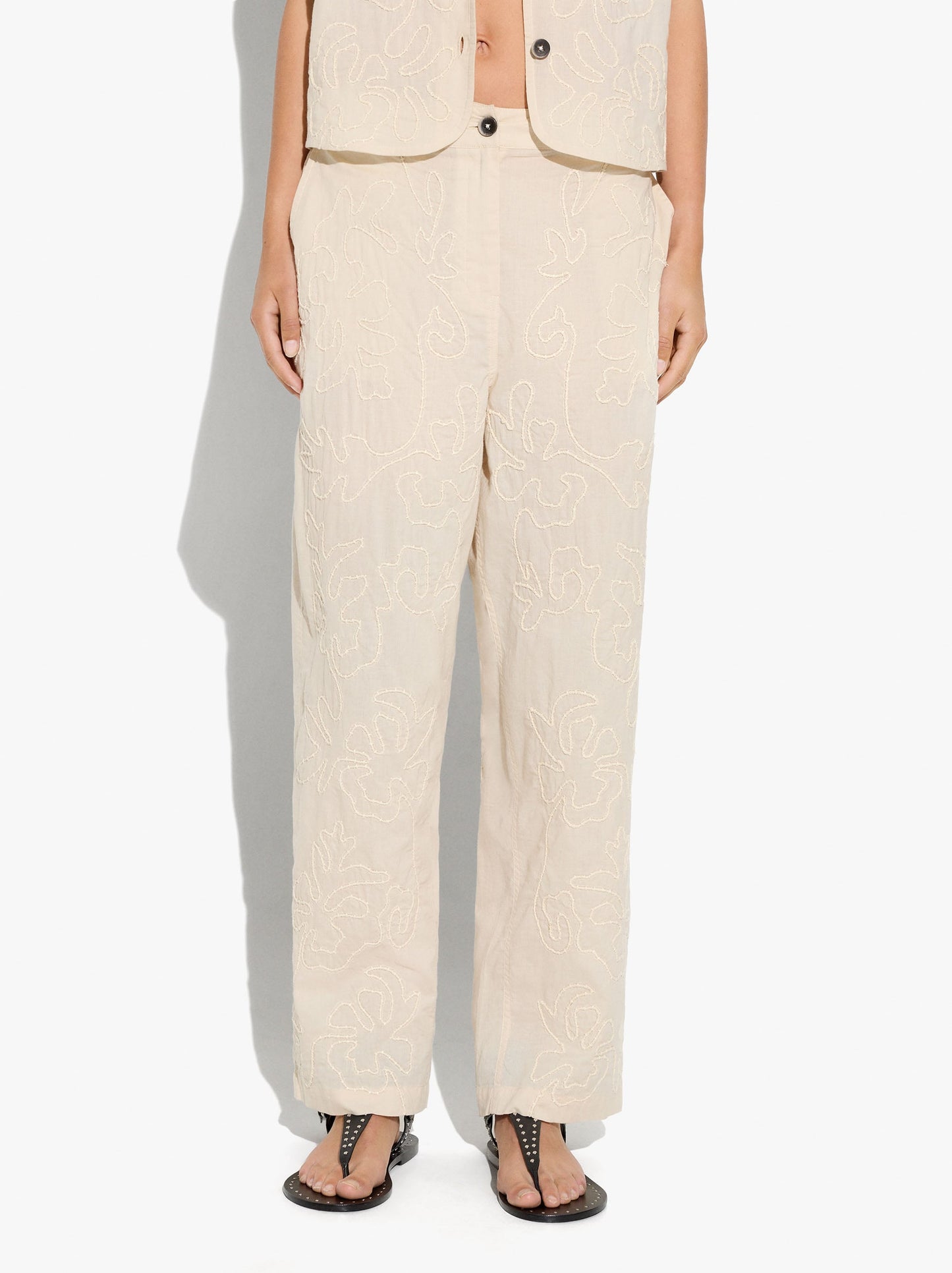 Embossed Embroidered Trousers 100% Cotton