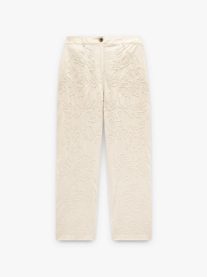 Embossed Embroidered Trousers 100% Cotton
