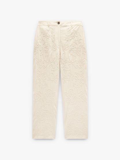 Embossed Embroidered Trousers 100% Cotton
