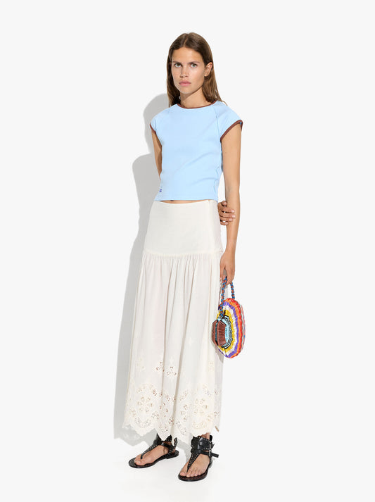 Long Skirt With Perforated Embroidery 100% Cotton