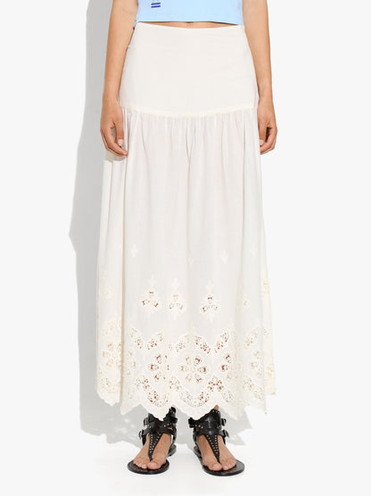 Long Skirt With Perforated Embroidery 100% Cotton