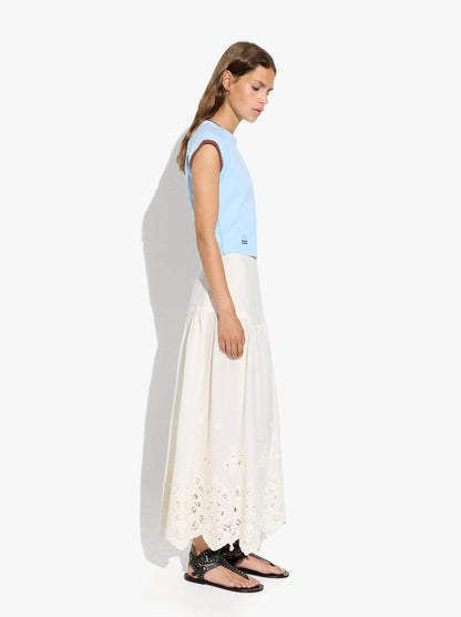 Long Skirt With Perforated Embroidery 100% Cotton