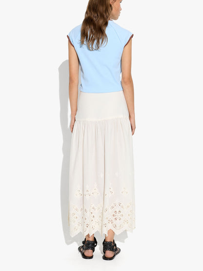 Long Skirt With Perforated Embroidery 100% Cotton