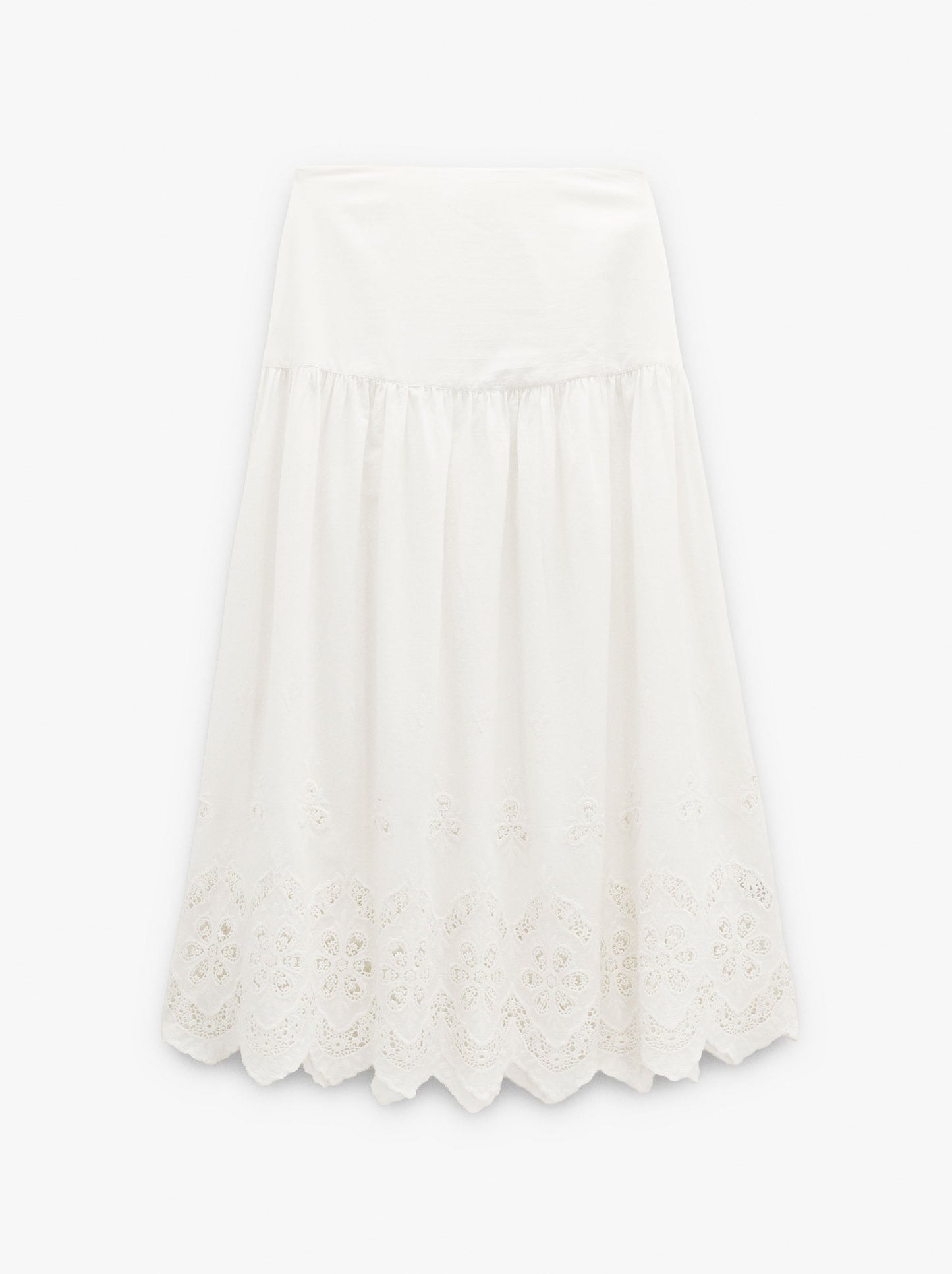Long Skirt With Perforated Embroidery 100% Cotton