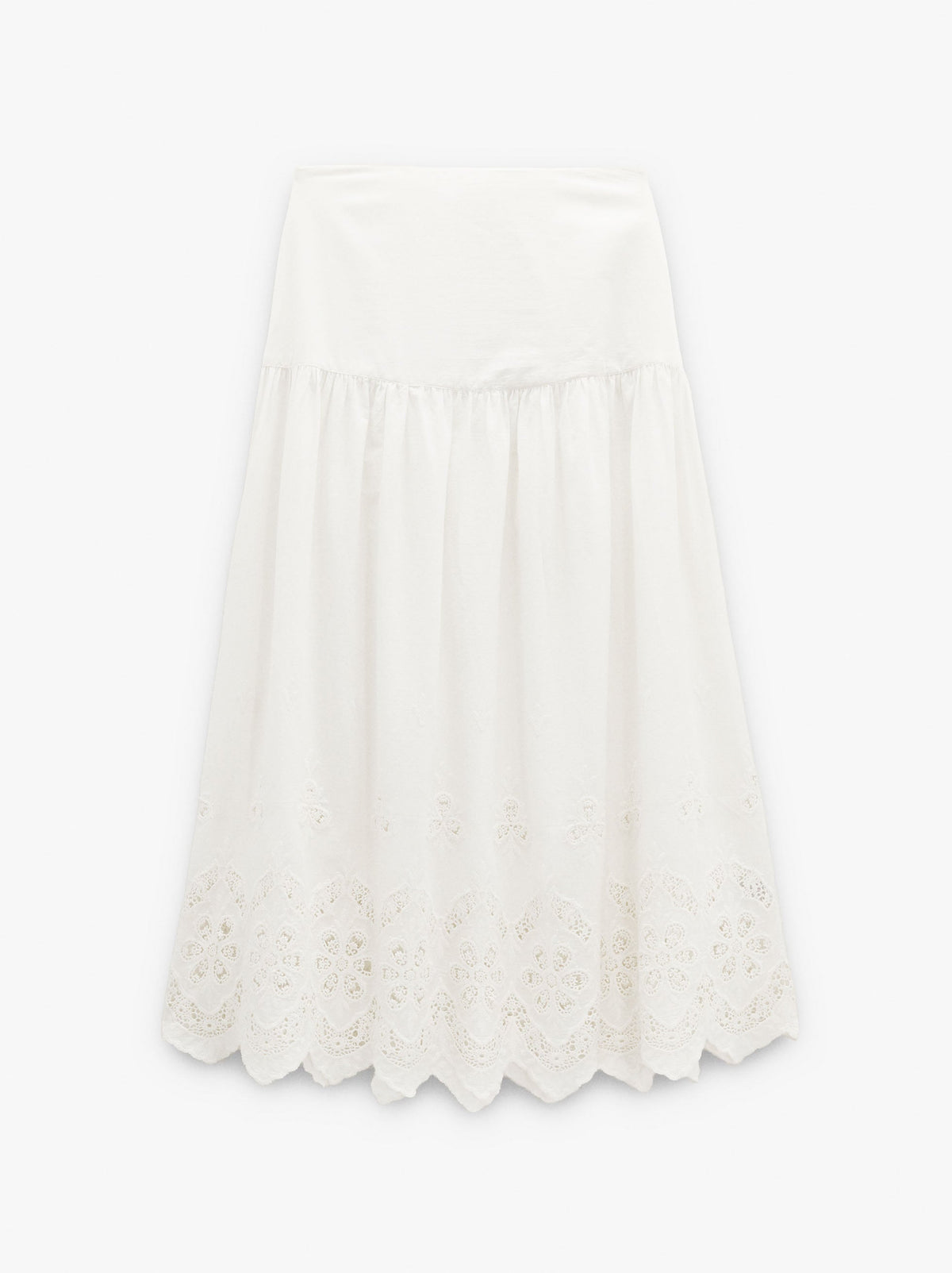 Long Skirt With Perforated Embroidery 100% Cotton