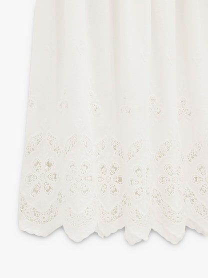 Long Skirt With Perforated Embroidery 100% Cotton