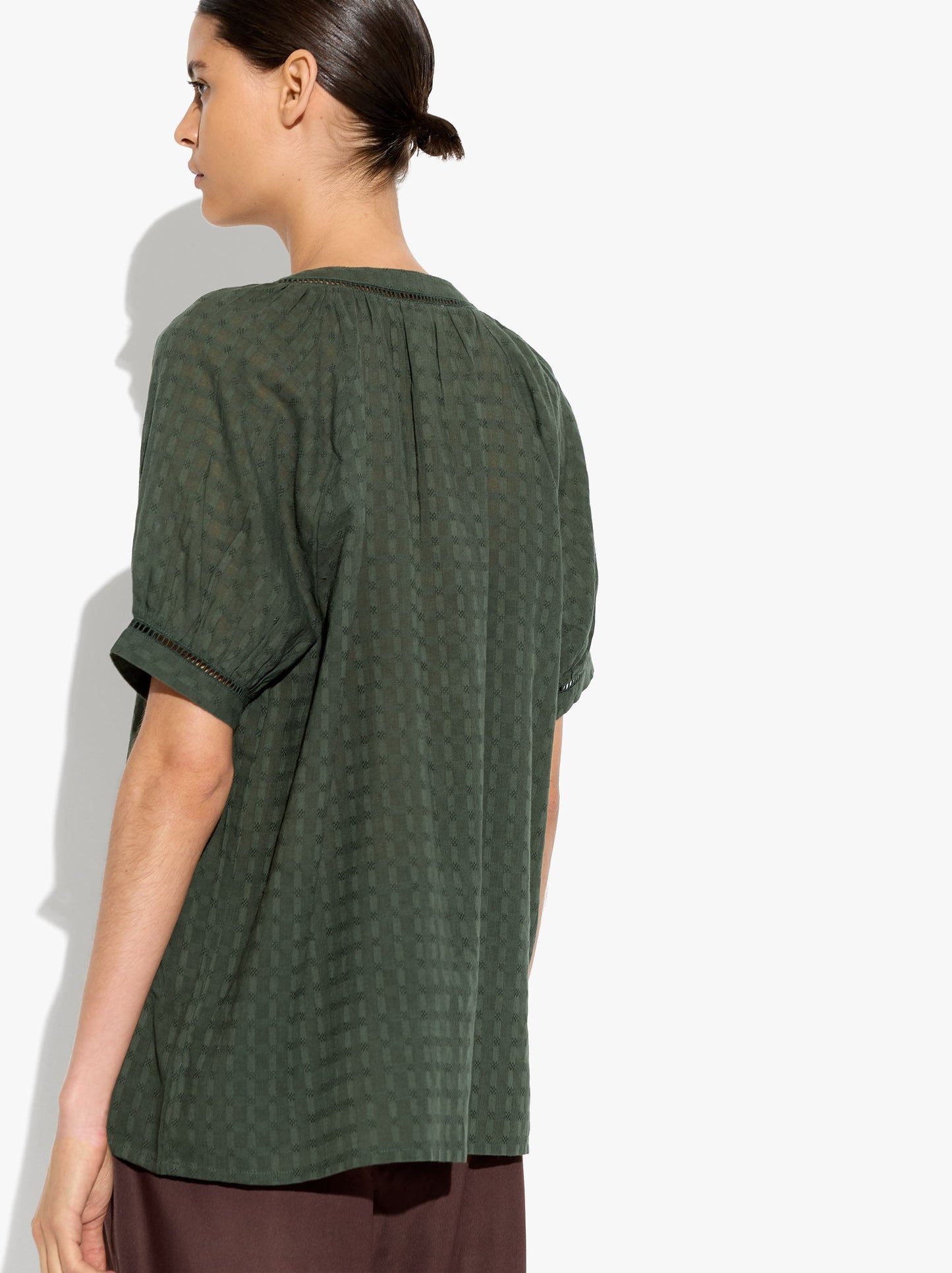 Jacquard Shirt With Mandarin Collar 100% Cotton