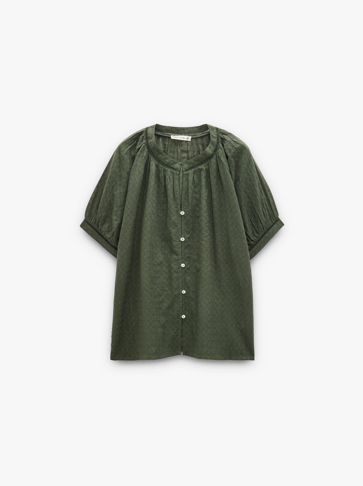 Jacquard Shirt With Mandarin Collar 100% Cotton