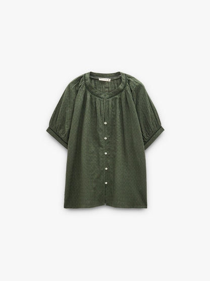 Jacquard Shirt With Mandarin Collar 100% Cotton