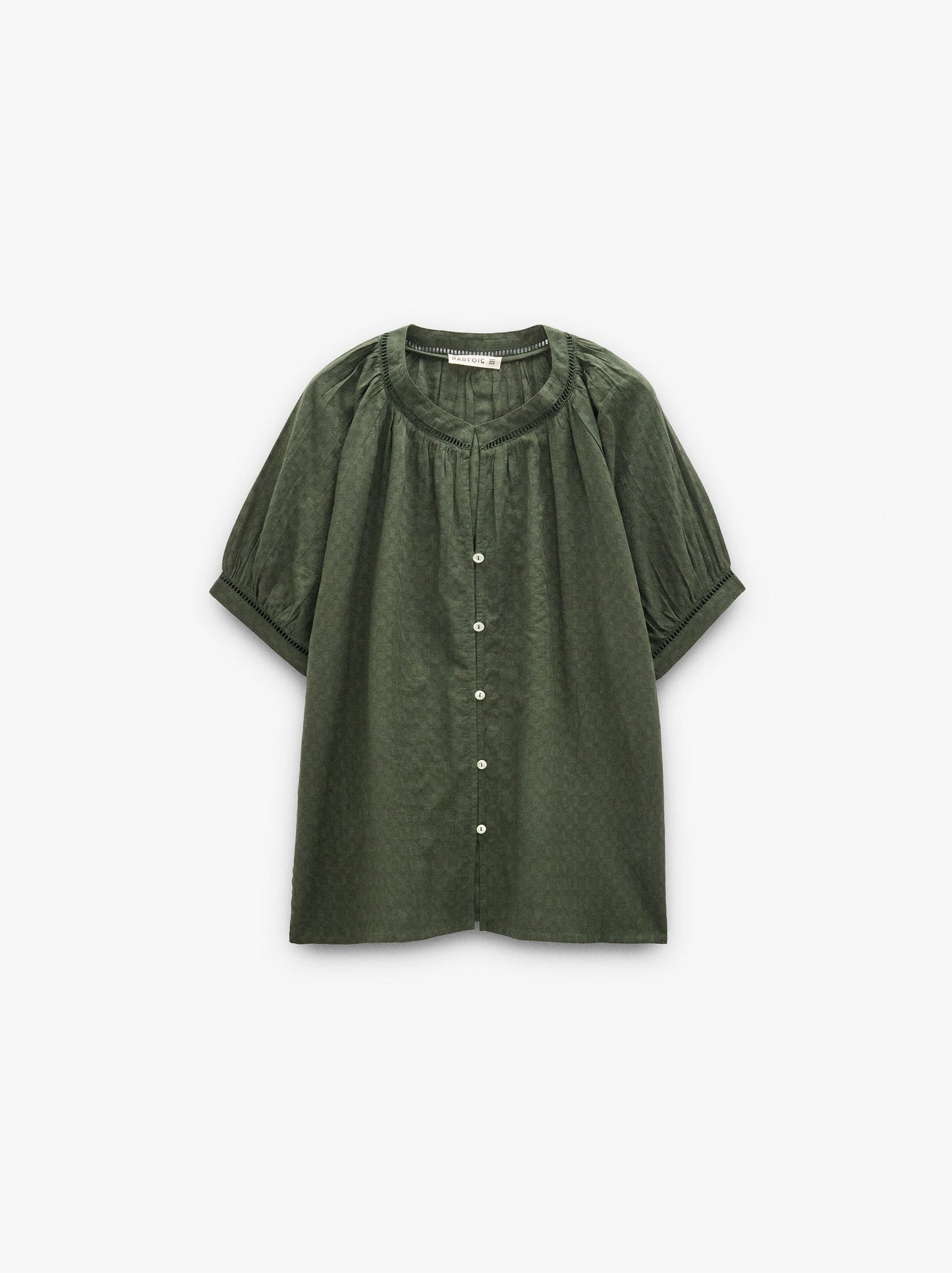 Jacquard Shirt With Mandarin Collar 100% Cotton
