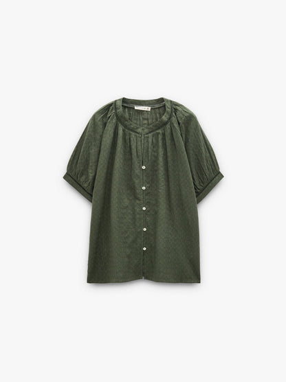 Jacquard Shirt With Mandarin Collar 100% Cotton