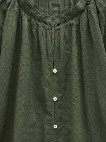 Jacquard Shirt With Mandarin Collar 100% Cotton