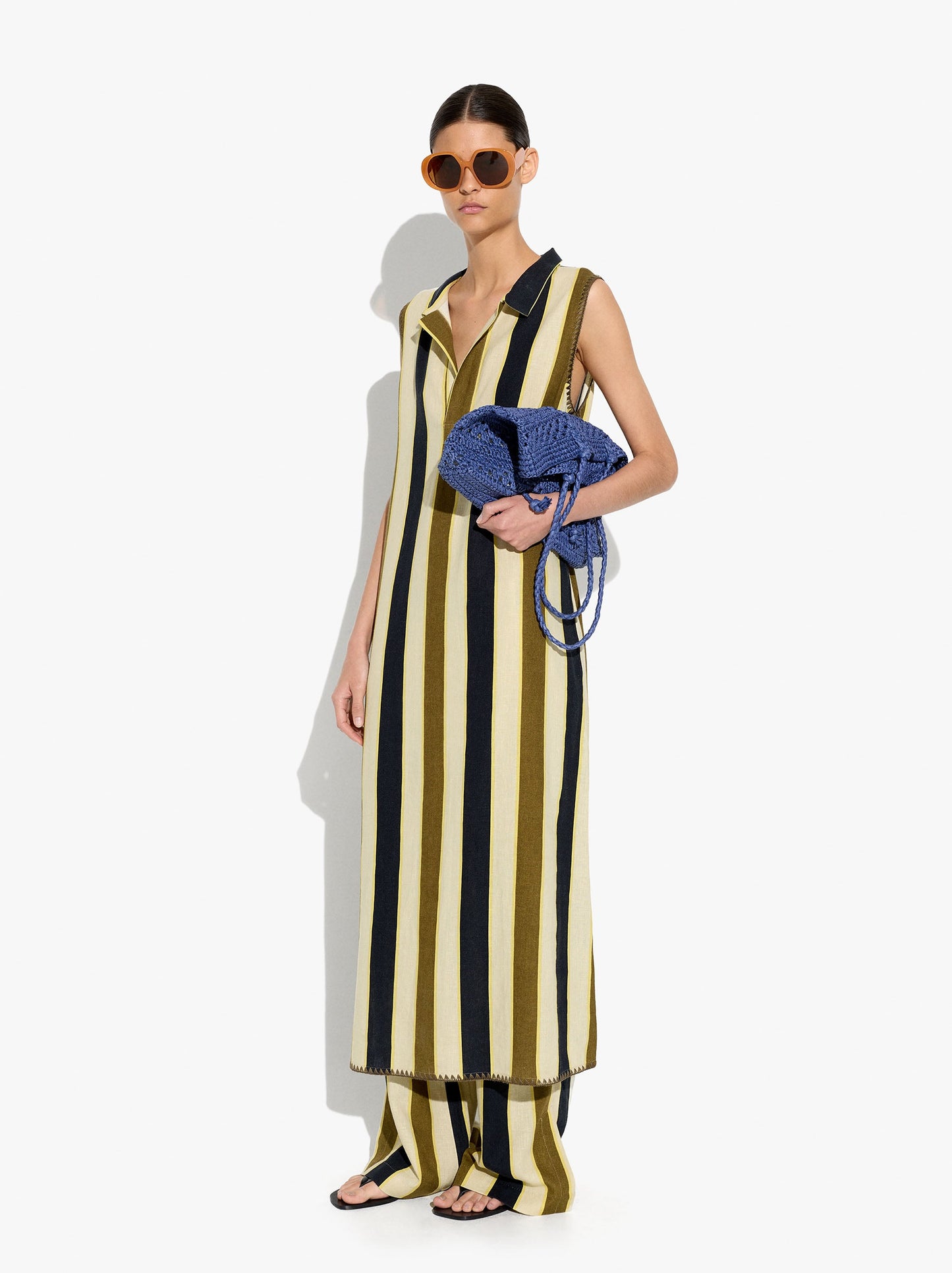 Shirt Dress With Stripes Linen Blend
