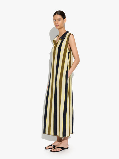Shirt Dress With Stripes Linen Blend