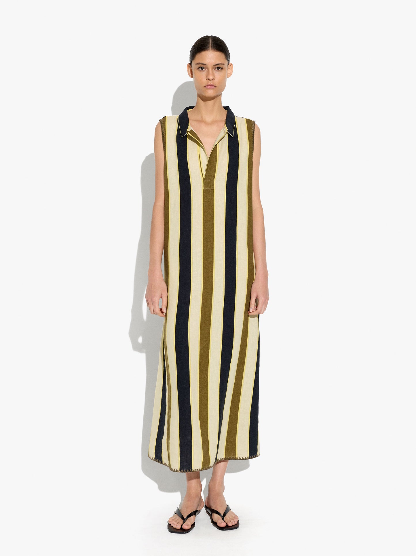 Shirt Dress With Stripes Linen Blend