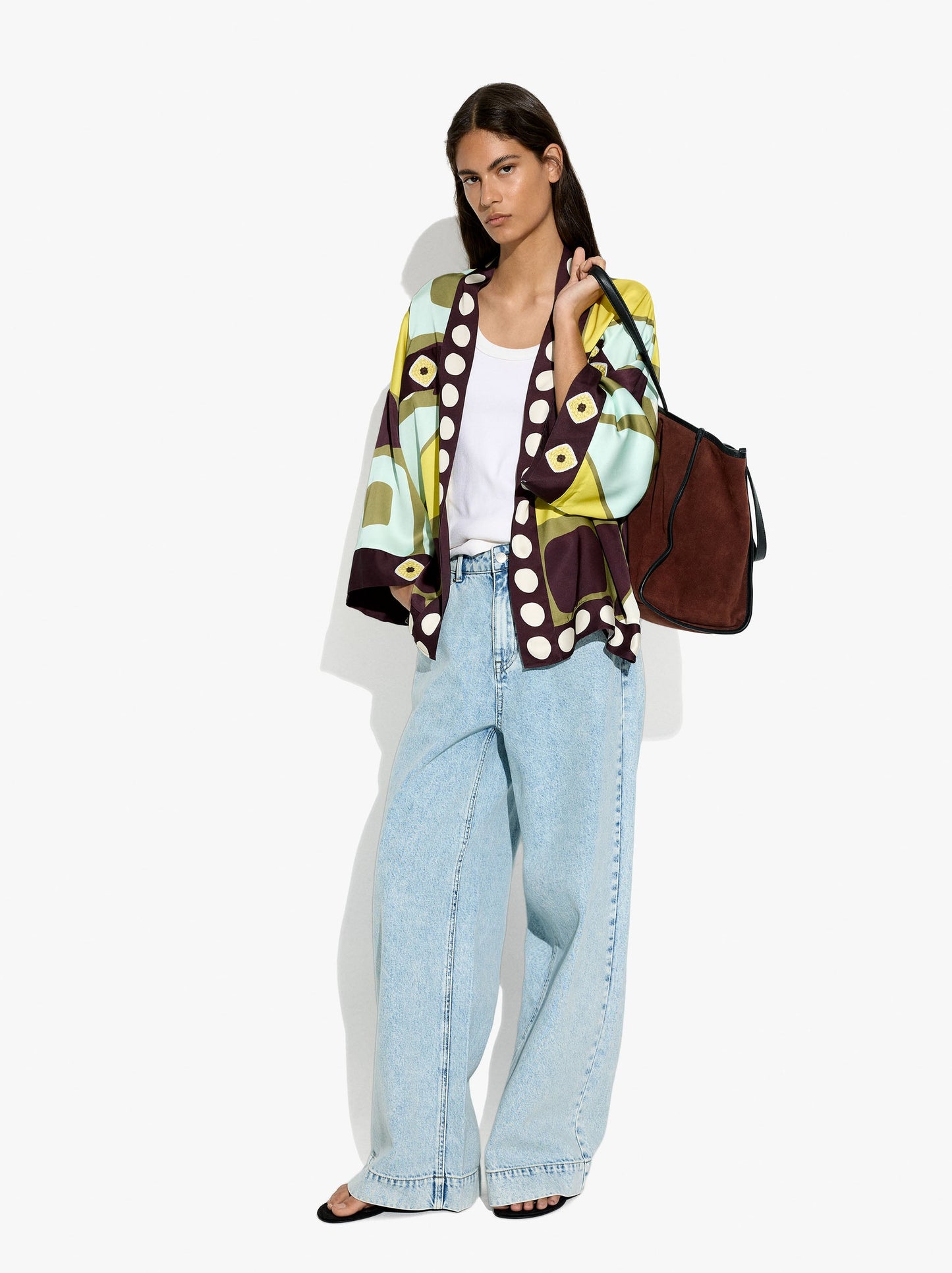 Kimono With Geometric Printed Pattern