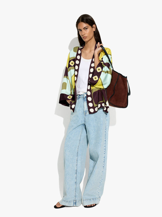 Kimono With Geometric Printed Pattern