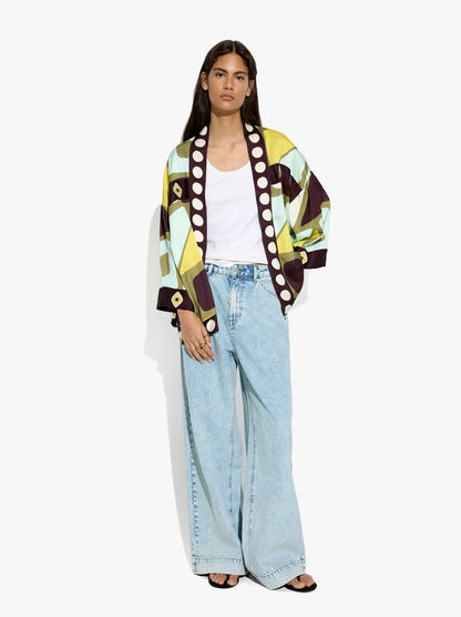 Kimono With Geometric Printed Pattern