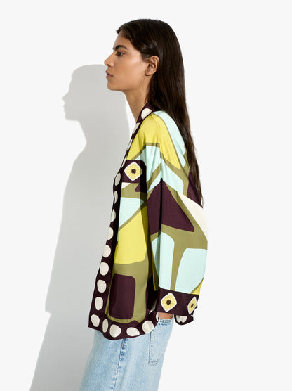 Kimono With Geometric Printed Pattern