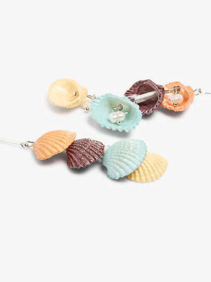 Long Earrings With Multicolor Shells
