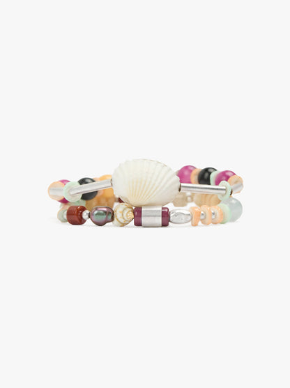 Set Of Bracelets With Shells And Stones