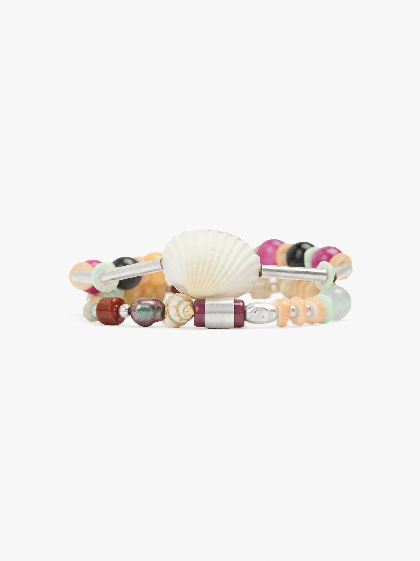 Set Of Bracelets With Shells And Stones