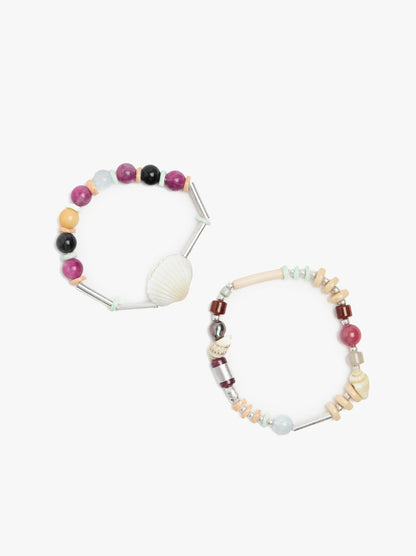 Set Of Bracelets With Shells And Stones
